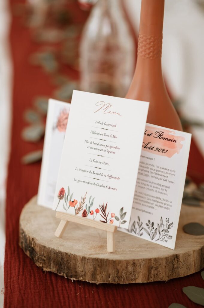 Décoration table mariage terracotta